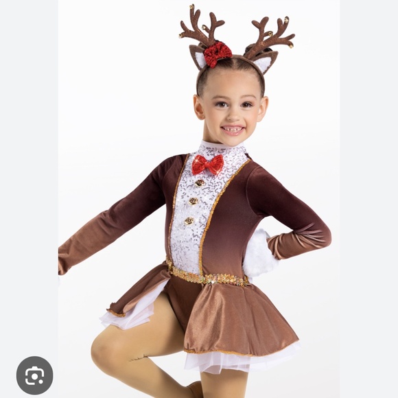 WEISSMAN Run Rudolph Run Dance Ice Skating Costume Size SC Small 6/7 - Picture 9 of 14
